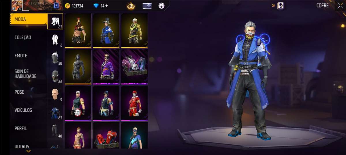 Venda de conta de jogo Free Fire